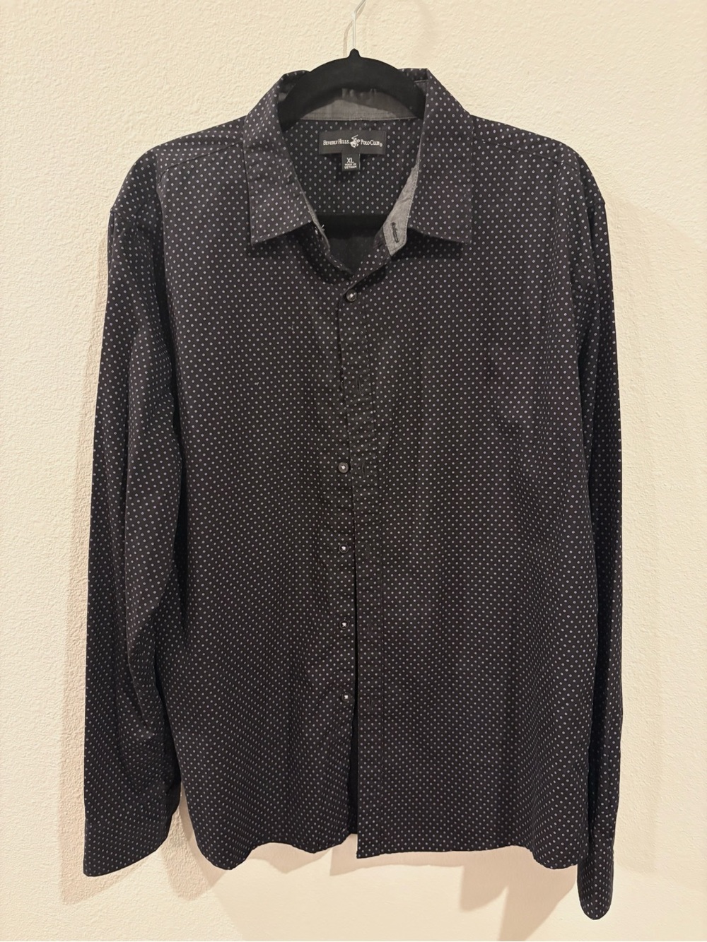 Beverly Hills Polo Club Black Microdot Long-Sleeve Button-Down Shirt - Men's